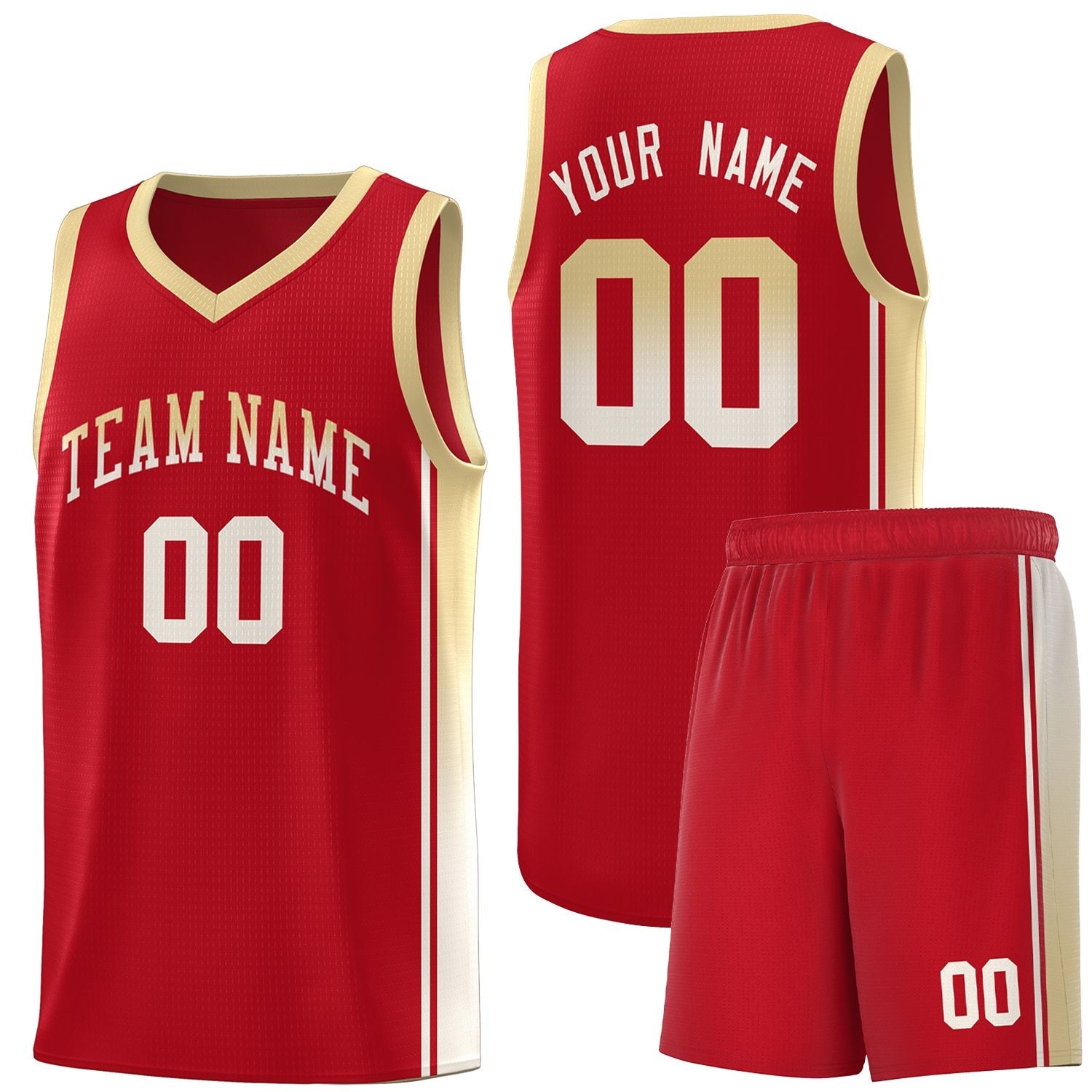 Custom Red Khaki Gradient Fashion Sports Uniform Basketball Jersey