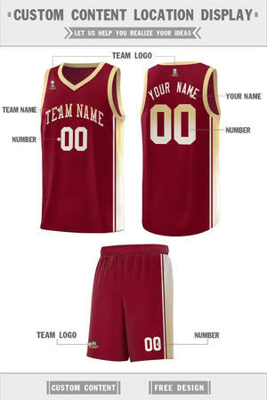 Custom Crimson Khaki Gradient Fashion Sports Uniform Basketball Jersey