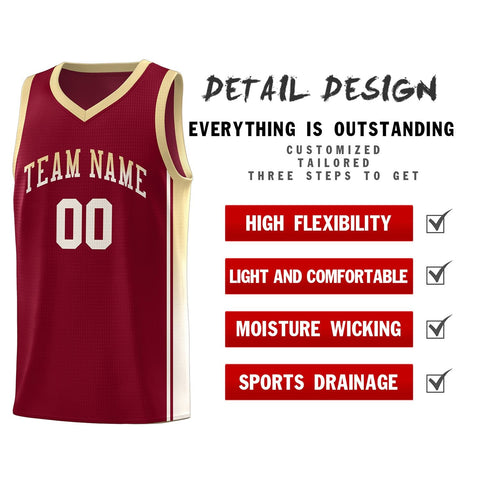 Custom Crimson Khaki Gradient Fashion Sports Uniform Basketball Jersey