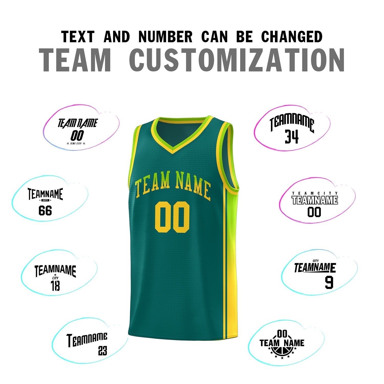 Custom Aqua Neon Green-Gold Gradient Fashion Sports Uniform Basketball Jersey