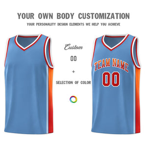 Custom Light Blue Orange-Red Gradient Fashion Sports Uniform Basketball Jersey