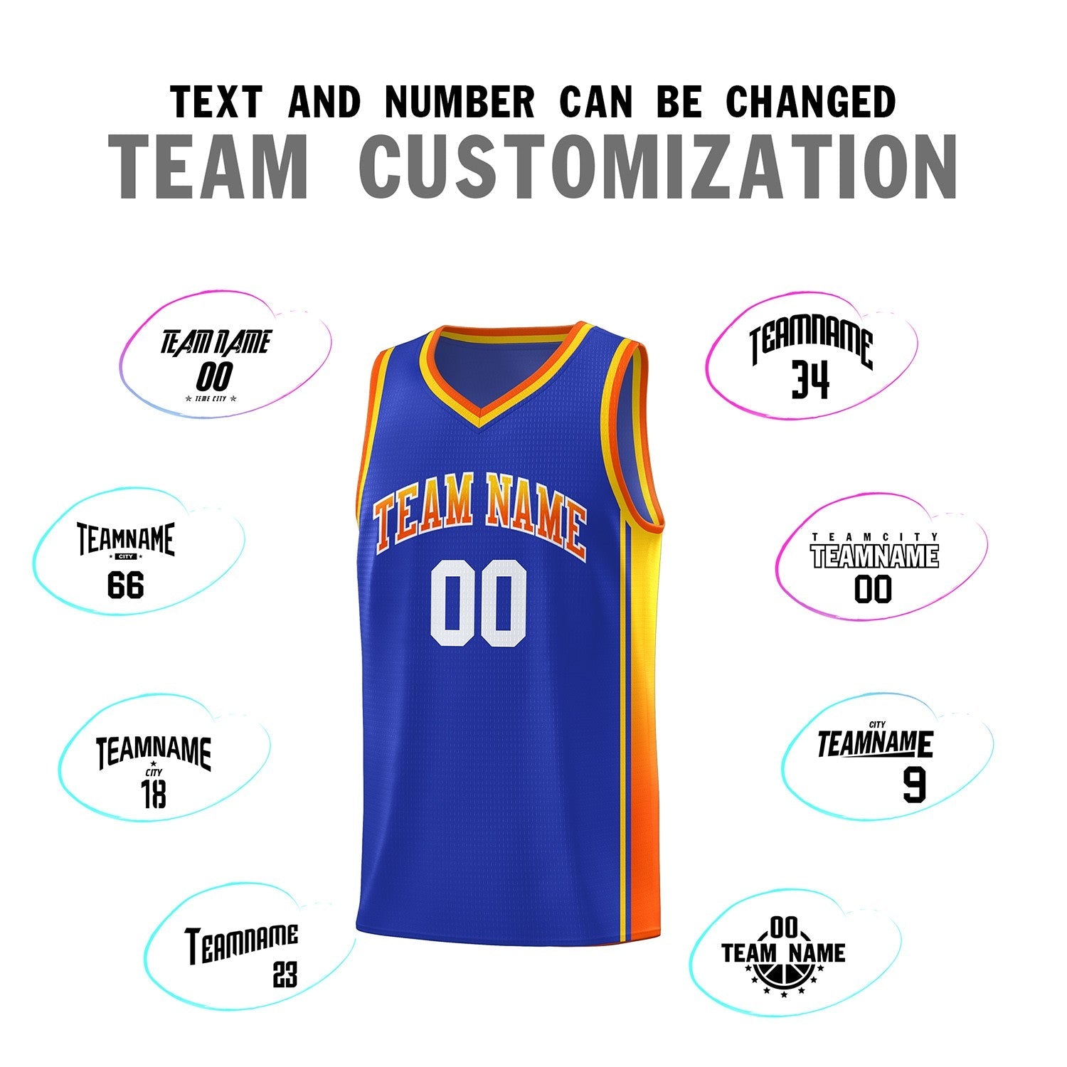 Custom Royal Gold-Orange Gradient Fashion Sports Uniform Basketball Jersey