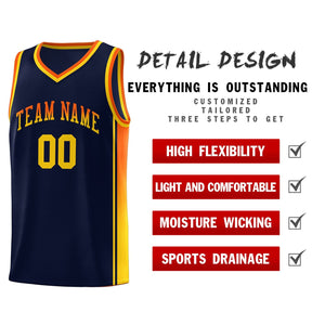 Custom Navy Orange-Gold Gradient Fashion Sports Uniform Basketball Jersey