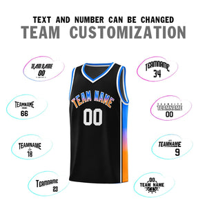 Custom Black Orange-Royal Gradient Fashion Sports Uniform Basketball Jersey