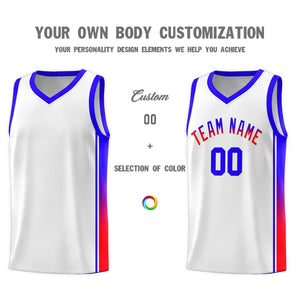 Custom White Red-Navy Gradient Fashion Sports Uniform Basketball Jersey