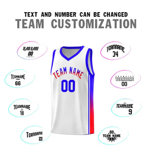 Custom White Red-Navy Gradient Fashion Sports Uniform Basketball Jersey