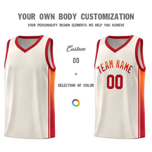 Custom Khaki Orange-Red Gradient Fashion Sports Uniform Basketball Jersey