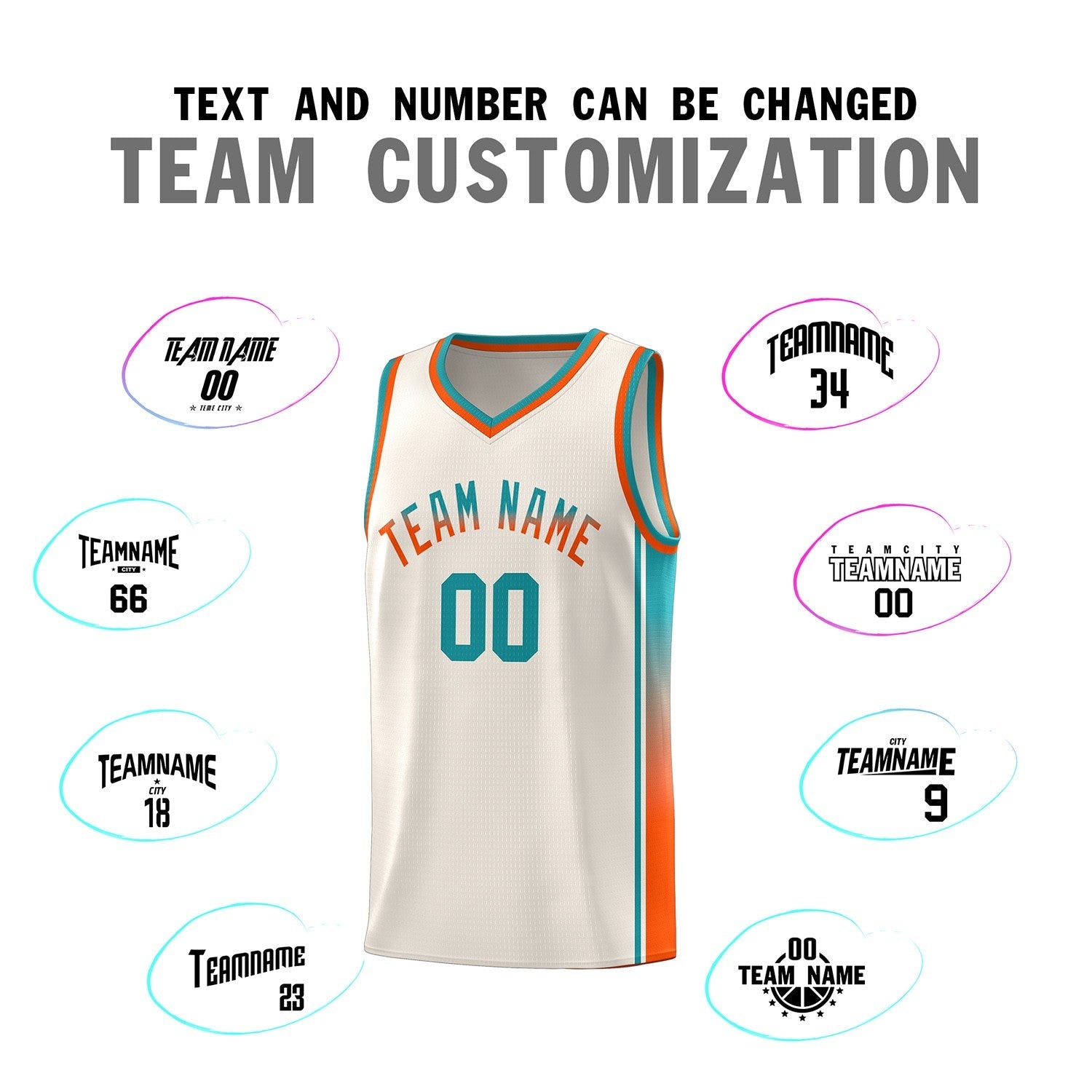 Custom Khaki Aqua-Orange Gradient Fashion Sports Uniform Basketball Jersey