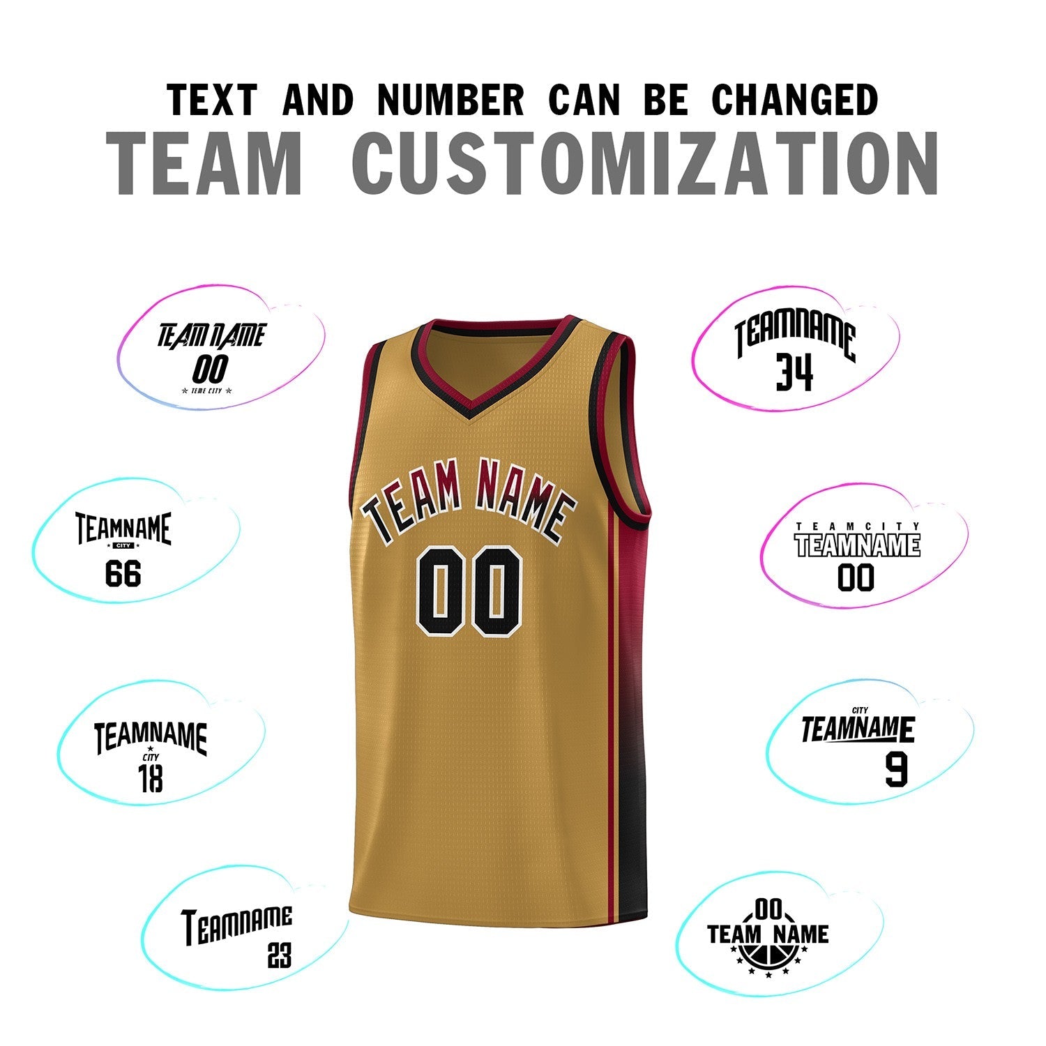 Custom Old Gold Crimson-Black Gradient Fashion Sports Uniform Basketball Jersey