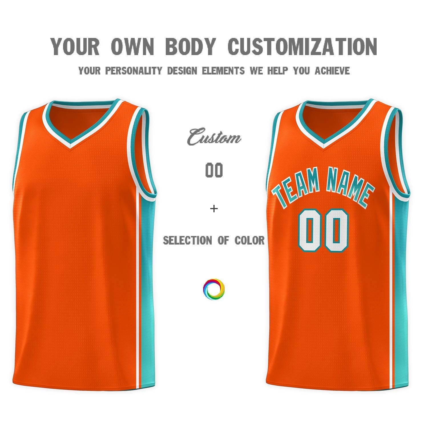 Custom Orange Aqua Gradient Fashion Sports Uniform Basketball Jersey