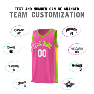 Custom Pink Neon Green-Gold Gradient Fashion Sports Uniform Basketball Jersey