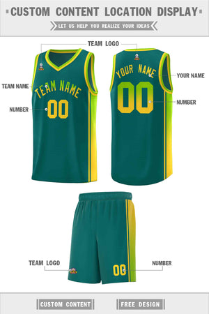 Custom Aqua Neon Green-Gold Gradient Fashion Sports Uniform Basketball Jersey