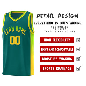 Custom Aqua Neon Green-Gold Gradient Fashion Sports Uniform Basketball Jersey