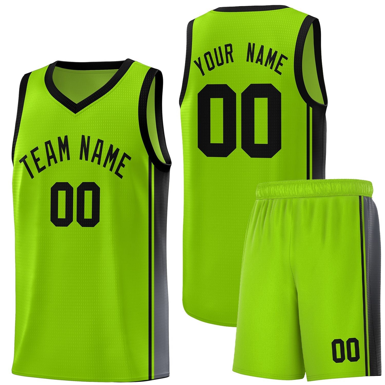 Custom Neon Green Black Gradient Fashion Sports Uniform Basketball Jersey