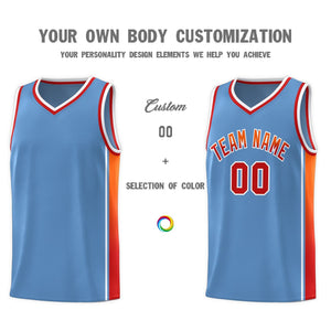 Custom Light Blue Orange-Red Gradient Fashion Sports Uniform Basketball Jersey