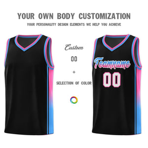 Custom Black Powder Blue-Pink Gradient Fashion Sports Uniform Basketball Jersey