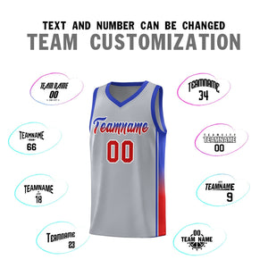 Custom Gray Red-Royal Gradient Fashion Sports Uniform Basketball Jersey