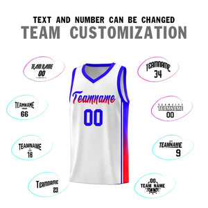 Custom White Red-Navy Gradient Fashion Sports Uniform Basketball Jersey