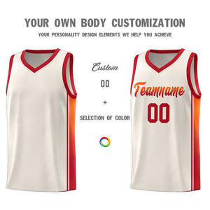 Custom Khaki Orange-Red Gradient Fashion Sports Uniform Basketball Jersey