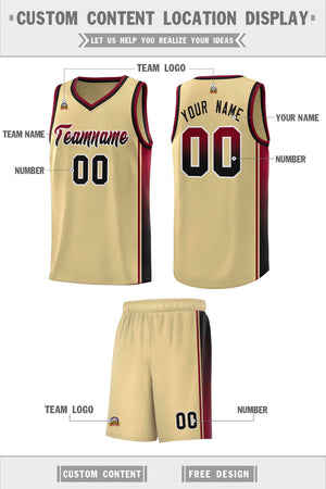 Custom Khaki Crimson-Black Gradient Fashion Sports Uniform Basketball Jersey