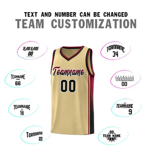 Custom Khaki Crimson-Black Gradient Fashion Sports Uniform Basketball Jersey