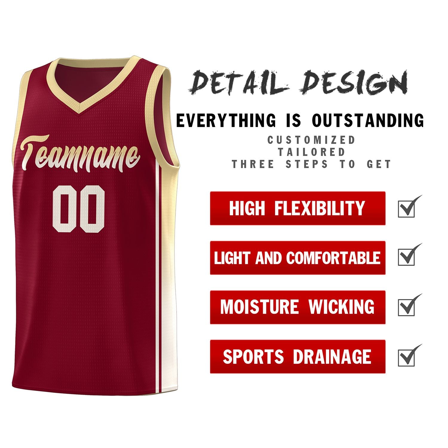 Custom Crimson Khaki Gradient Fashion Sports Uniform Basketball Jersey