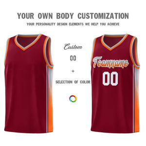 Custom Crimson Gray-Orange Gradient Fashion Sports Uniform Basketball Jersey