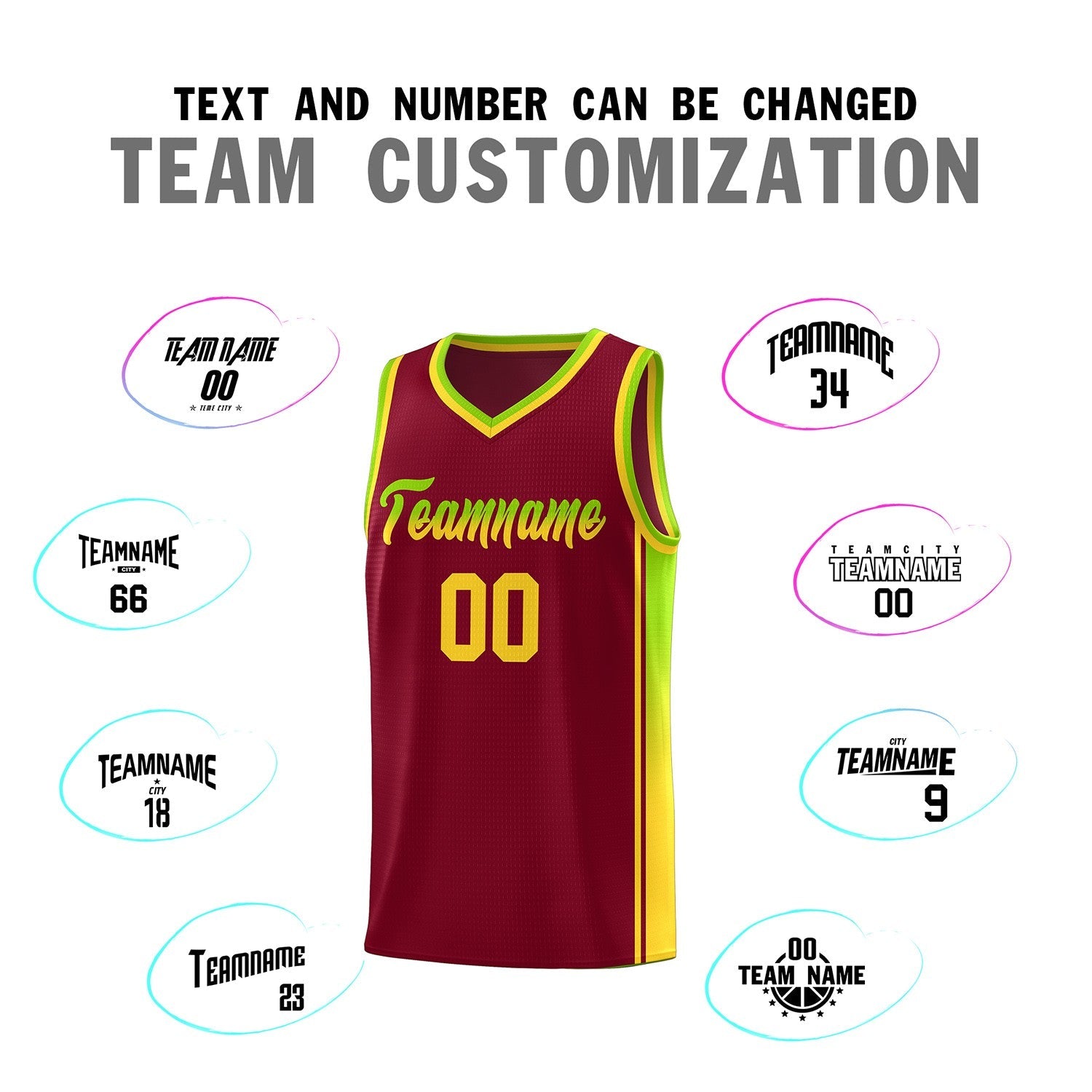 Custom Crimson Neon Green-Gold Gradient Fashion Sports Uniform Basketball Jersey