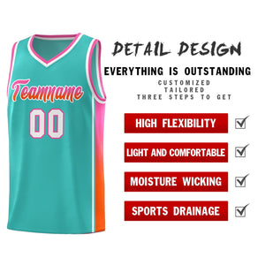 Custom Aqua Pink-Orange Gradient Fashion Sports Uniform Basketball Jersey