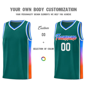 Custom Aqua Blue-Orange Gradient Fashion Sports Uniform Basketball Jersey