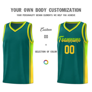 Custom Aqua Neon Green-Gold Gradient Fashion Sports Uniform Basketball Jersey