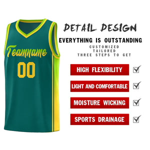 Custom Aqua Neon Green-Gold Gradient Fashion Sports Uniform Basketball Jersey