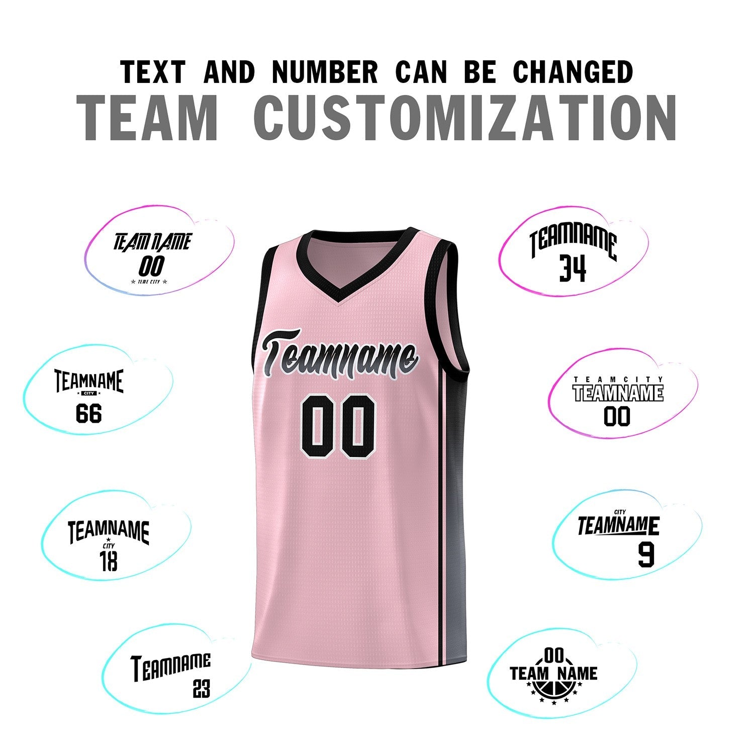 Custom Pink Black-Dark Gray Gradient Fashion Sports Uniform Basketball Jersey