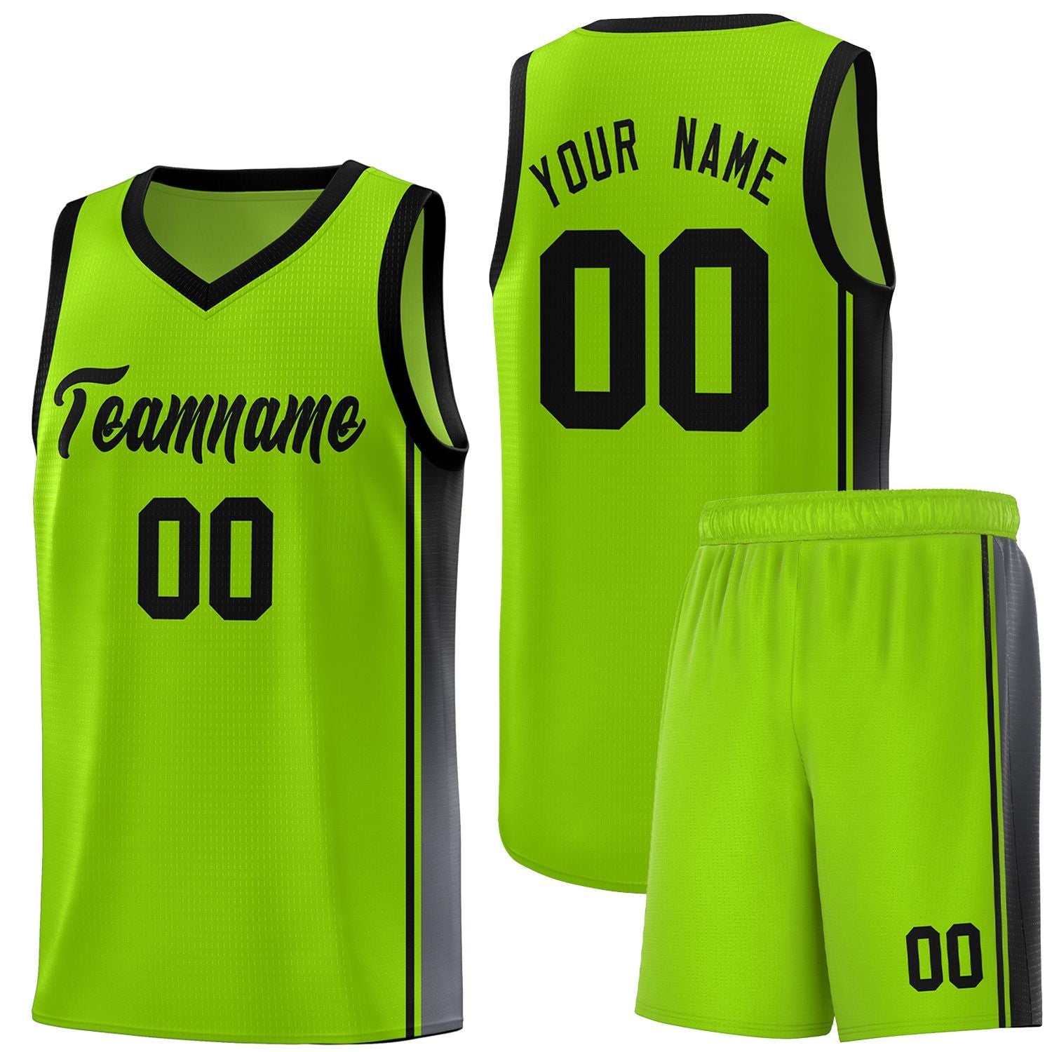 Custom Neon Green Black Gradient Fashion Sports Uniform Basketball Jersey