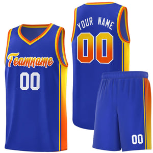 Custom Royal Gold-Orange Gradient Fashion Sports Uniform Basketball Jersey