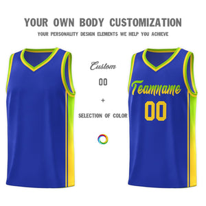 Custom Royal Neon Green-Gold Gradient Fashion Sports Uniform Basketball Jersey