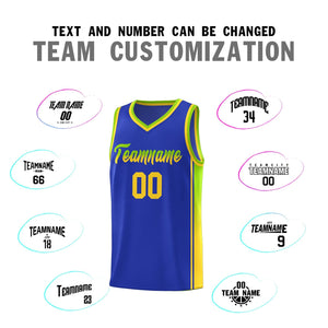 Custom Royal Neon Green-Gold Gradient Fashion Sports Uniform Basketball Jersey