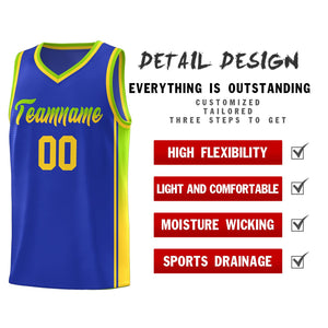 Custom Royal Neon Green-Gold Gradient Fashion Sports Uniform Basketball Jersey