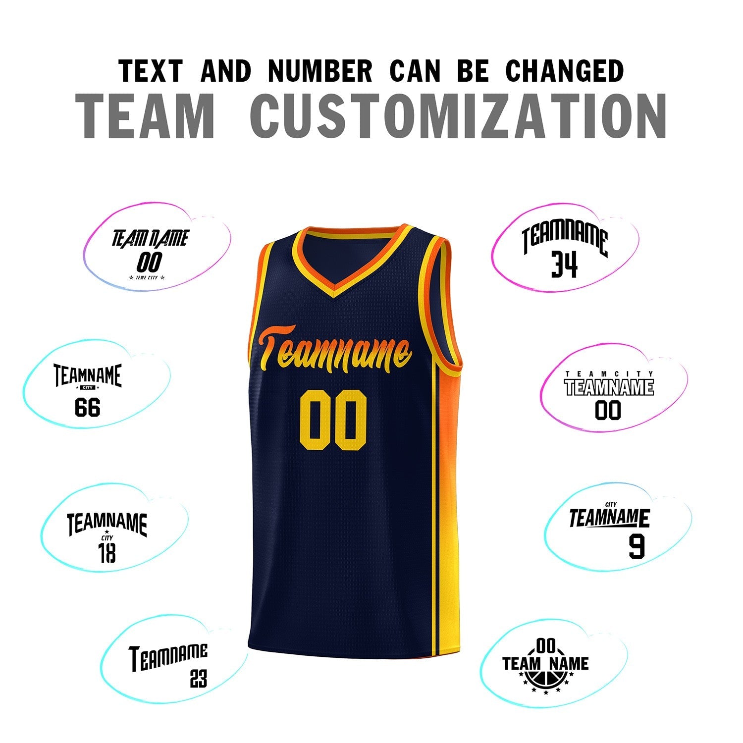 Custom Navy Orange-Gold Gradient Fashion Sports Uniform Basketball Jersey