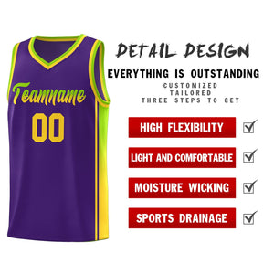 Custom Purple Neon Green-Gold Gradient Fashion Sports Uniform Basketball Jersey