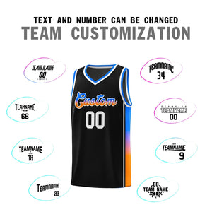 Custom Black Orange-Royal Gradient Fashion Sports Uniform Basketball Jersey