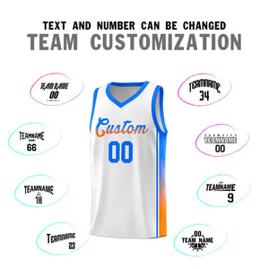 Custom White Light Blue-Orange Gradient Fashion Sports Uniform Basketball Jersey