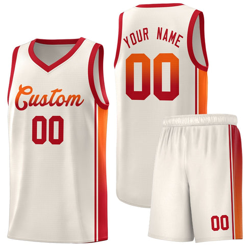 Custom Khaki Orange-Red Gradient Fashion Sports Uniform Basketball Jersey