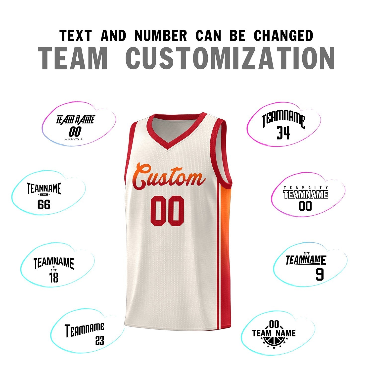 Custom Khaki Orange-Red Gradient Fashion Sports Uniform Basketball Jersey