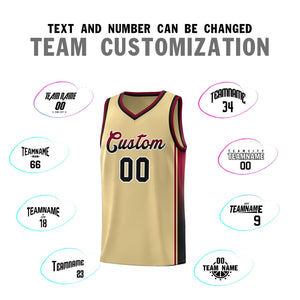 Custom Khaki Crimson-Black Gradient Fashion Sports Uniform Basketball Jersey