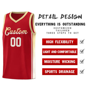 Custom Red Khaki Gradient Fashion Sports Uniform Basketball Jersey