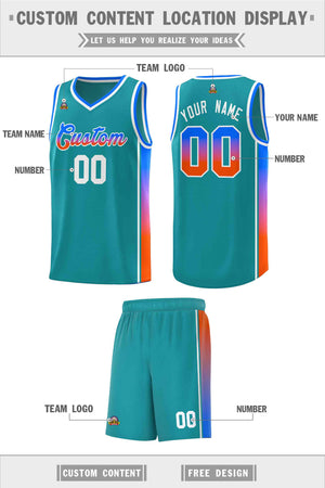 Custom Aqua Pink-Orange Gradient Fashion Sports Uniform Basketball Jersey