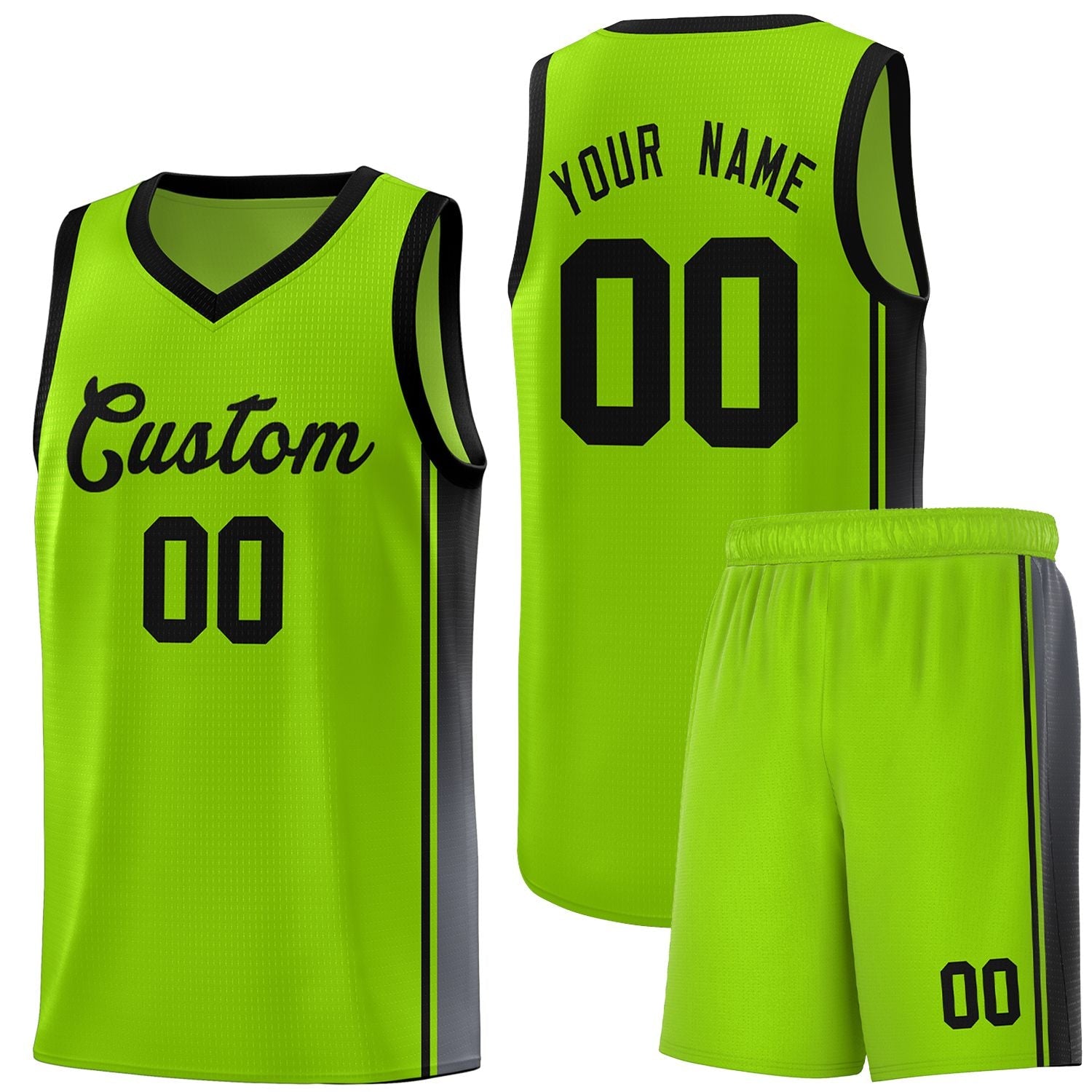 Custom Neon Green Black Gradient Fashion Sports Uniform Basketball Jersey