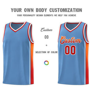 Custom Light Blue Orange-Red Gradient Fashion Sports Uniform Basketball Jersey