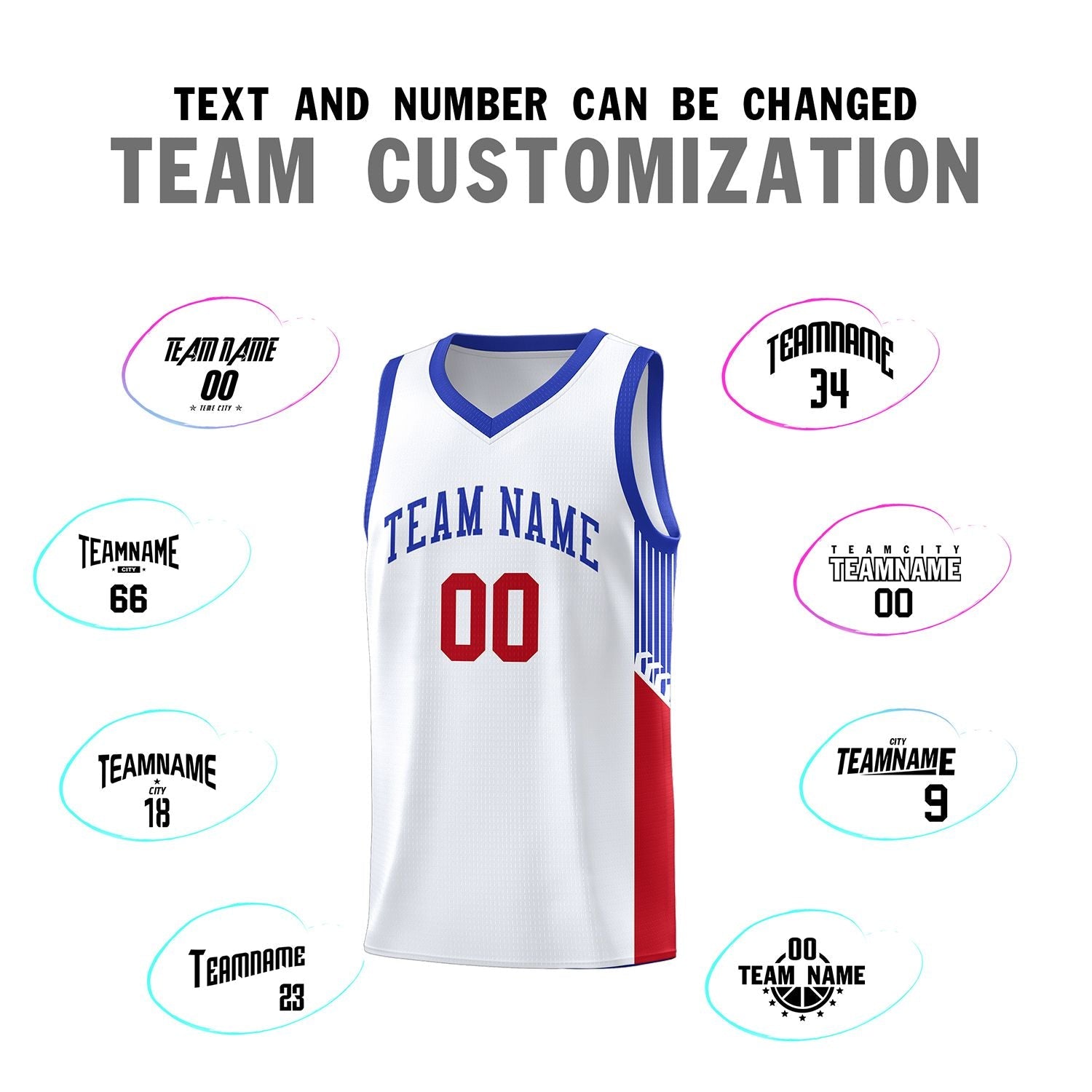 Custom White Royal Side Stripe Fashion Sports Uniform Basketball Jersey